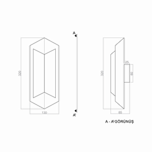 Theory Led Duvar Aplik 32*13cm 7 Watt Siyah Gövde