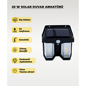 20w Sensörlü Solar Aplik 3200k (sarı Işık)