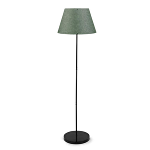 Art Siyah Metal Ayaklı Yeşil Kumaş Konik Lambader Köşe Lambası