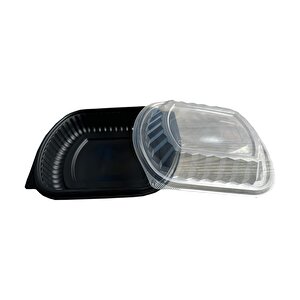 Şeffaf Kapaklı Sıcak Soğuk Isıya Dayanıklı Yemek Salata Kabı Kutusu - Kare - 21x25 Cm. - 1 Adet