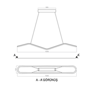 Led Avize Sarkıt Puffin 100*13cm 41 Watt