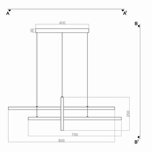 Sideward Yatay Sarkıt Led Avize 80x28-70x20-50x25 Cm 99watt