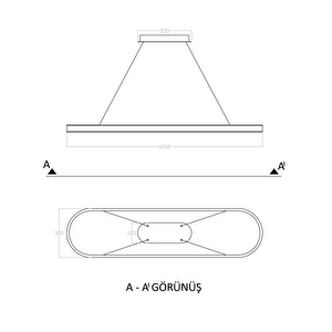 Sarkıt Led Avize Double Light 120x30cm 108 Watt