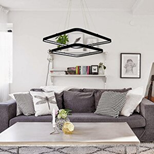 Struve Oval Köşe Sarkıt Lamba 60*45 Cm 76 Watt Siyah