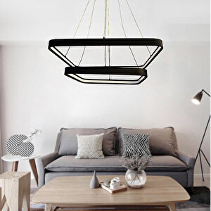 Struve Oval Köşe Sarkıt Lamba 60*45 Cm 76 Watt Siyah