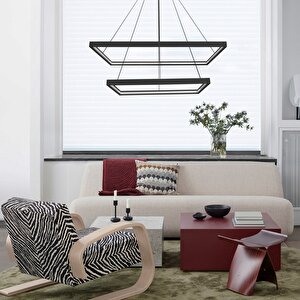 Led Avize Sarkıt Keskin Köşe Giulia 60*45 Cm 76 Watt Siyah