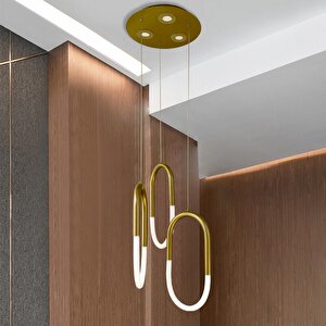 Locked Sarkıt Led Avize 3x(40*20cm) Dimmer Ve Kumandalı - 30 Watt - Gold 3000k