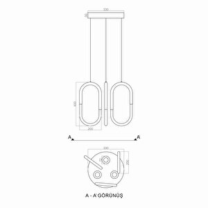 Locked Sarkıt Led Avize 3x(40*20cm) Dimmer Ve Kumandalı - 30 Watt - Gold 3000k
