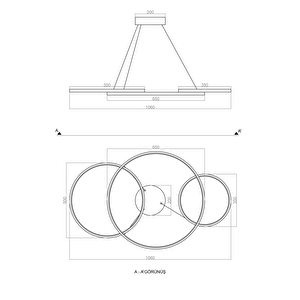 Horizontal Sarkıt Lamba 110*65cm 86 Watt
