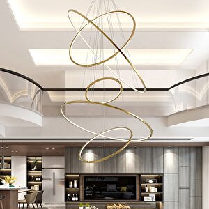 Penthouse Loft Yüksek Tavan Led Avize Ø120-100-80-60-40 Cm 252 Watt Dimmer Ve Kumandalı