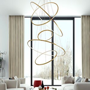 Penthouse Loft Yüksek Tavan Led Avize Ø120-100-80-60-40 Cm 252 Watt Dimmer Ve Kumandalı