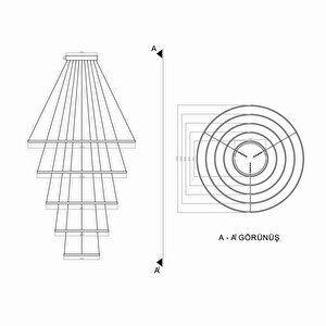 Penthouse Loft Yüksek Tavan Led Avize Ø120-100-80-60-40 Cm 252 Watt Dimmer Ve Kumandalı