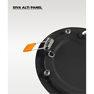 12w Siyah Sıva Altı Yuvarlak Slim Led Panel 6500k Beyaz Işık 2 Adet