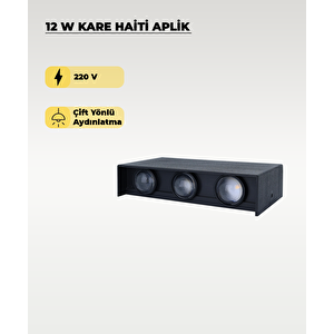 Çift Yönlü Led Aplik Siyah Kasa 3200k Sarı Işık