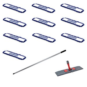 Cod-ex Orlon Mavi Statik Toz Mop Takımı Seti - 80 Cm. - 10 Adet Mop + Mop Tutucu + Sap - 1 Takım