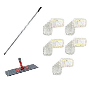 Cod-ex Tablet Palet Nemli Yedek Mop Takımı - 5 Adet 60 Cm. Mop + Katlanır Aparat + Metal Vidalı Sap