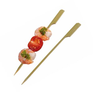 Ahşap Yassı Tutamaklı Saplı Çöp Şiş - Boy : 12 Cm. - 50 Adetlik 1 Paket