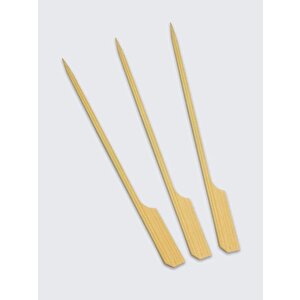 Ahşap Yassı Tutamaklı Saplı Çöp Şiş - Boy : 12 Cm. - 50 Adetlik 1 Paket