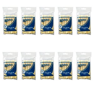 Ahşap Yassı Tutamaklı Saplı Çöp Şiş - Boy : 12 Cm. - 50 Adetlik 10 Paket