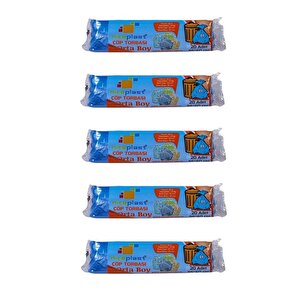 Niceplast Mavi Orta Boy 55x60 Cm. 30 Litre Çöp Torbası Poşeti - 20 Adetlik 5 Rulo
