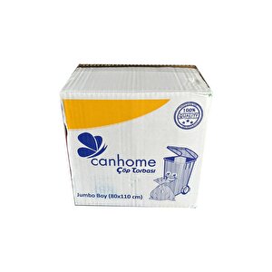 Canhome Jumbo Boy - Mavi -  210 Gr. - 80x110 Cm. - 80 Litre Çöp Torbası Poşeti - 10 Adetlik 25 Rulo - Koli
