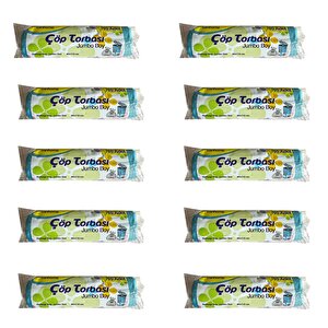 Canhome Jumbo Boy - Mavi -  210 Gr. - 80x110 Cm. - 80 Litre Çöp Torbası Poşeti - 10 Adetlik 25 Rulo - Koli