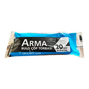 Arma Siyah Orta Boy 55 X 60 Cm. - 30 Litre Çöp Torbası Poşeti - 20 Adetlik 10 Rulo