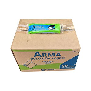 Arma Siyah Orta Boy 55 X 60 Cm. - 30 Litre Çöp Torbası Poşeti - 20 Adetlik 10 Rulo