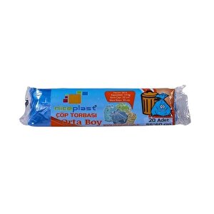 Niceplast Mavi Orta Boy 55x60 Cm. 30 Litre Çöp Torbası Poşeti - 20 Adetlik 3 Rulo