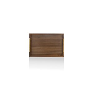 Natura Akasya Metal Kulplu Tepsi Gold 38x26x5 Cm