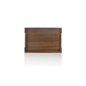 Natura Akasya Metal Kulplu Tepsi Gold 45x30x5 Cm