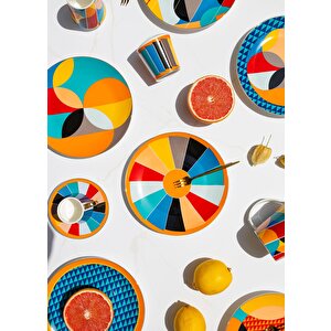The Mia Shapes Renkli Desenli Porselen 6 Kişilik Pasta Tabağı Dnr0077