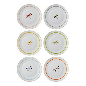 Kelebek Desenli Porselen Blossom 6’lı Pasta Tabağı  Dnr0040