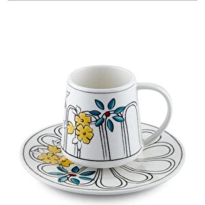 Beyaz Desenli Porselen Tek Kişilik Kahve Fincanı Cup0044