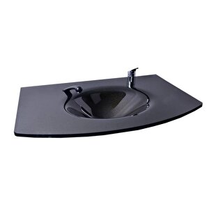 Kuaför Cam Lavabo 12 Mm 100 X 56 Cm Siyah K212
