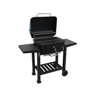 Tekerlekli Kömürlü Bbq Dökme Demir Kömürlü Mangal Fırınlı Büyük Barbekü Izgara 01022