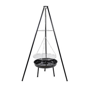 Paslanmaz Çelik Tripod Askılı Katlanır Deluxe Kamp Izgarası - Açık Hava Kullanımı İçin İdeal 23020