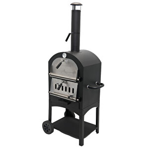 Çok Amaçlı Paslanmaz Çelik  Barbekü Krom Kapaklı + Izgaralı Pizza Taşlı -ekmek-mangal Fırını 2625s