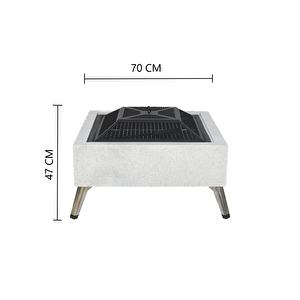 Metal 4 Parça İthal Kare Katlanabilir Ayaklı Ateş Çukuru Mangal Şömine Bahçe Isıtma 70x70 Cm 0512
