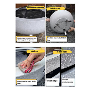 Metal 2si1 Arada Katlanabilir Ayaklı Ateş Çukuru- Sehpa Mangal Şömine Bahçe Isıtma 64,5 Cm 0618