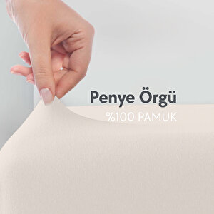 Tek Kişilik %100 Pamuk Penye Lastikli Çarşaf - Fitted Bej - 120x200 Cm Bej