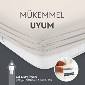 Calmera Home Tek Kişilik %100 Pamuk Penye Lastikli Çarşaf - Fitted Bej - 120x200 Cm