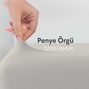 Çift Kişilik %100 Pamuk Penye Lastikli Çarşaf - Fitted Açık Gri - 160x200 Cm Gri