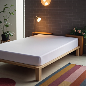 Tek Kişilik %100 Pamuk Penye Lastikli Çarşaf - Fitted Beyaz - 100x200 Cm Beyaz