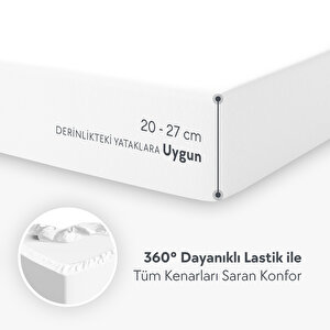 Tek Kişilik %100 Pamuk Penye Lastikli Çarşaf - Fitted Beyaz - 100x200 Cm Beyaz
