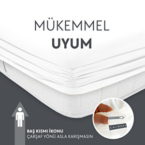 Calmera Home Tek Kişilik %100 Pamuk Penye Lastikli Çarşaf - Fitted Beyaz - 100x200 Cm