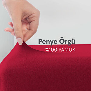 Çift Kişilik %100 Pamuk Penye Lastikli Çarşaf - Fitted Battal Kırmızı - 180x200 Cm Kırmızı