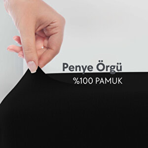 Tek Kişilik %100 Pamuk Penye Lastikli Çarşaf - Fitted Siyah - 120x200 Cm Siyah