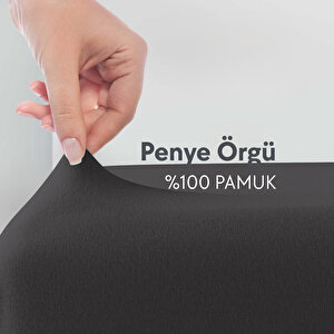 Çift Kişilik %100 Pamuk Penye Lastikli Çarşaf - Fitted Battal Antrasit - 180x200 Cm Antrasit