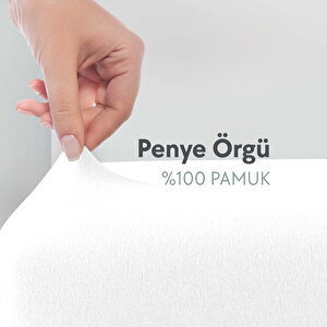 Calmera Home Çift Kişilik %100 Pamuk Penye Lastikli Çarşaf - Fitted Beyaz - 160x200 Cm
